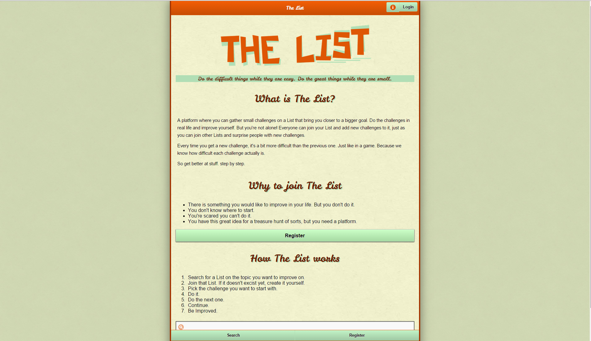 Dashboard pagina van The List.